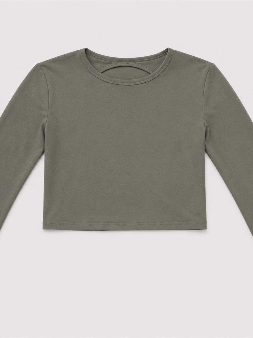 H&M Women's Olive Green Long Sleeve Cropped Open
Back Top Size Medium | - Picture 2 of 8